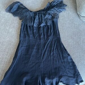 Sandro Black Lace Off-Shoulder romper